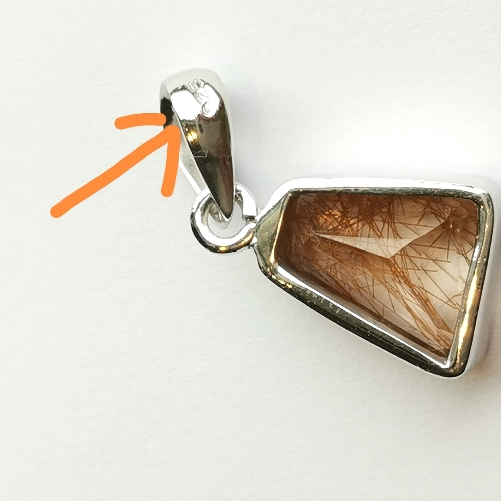 New freeform rutilated quartz pendant in Sterling Silver - Picture 2 of 4
